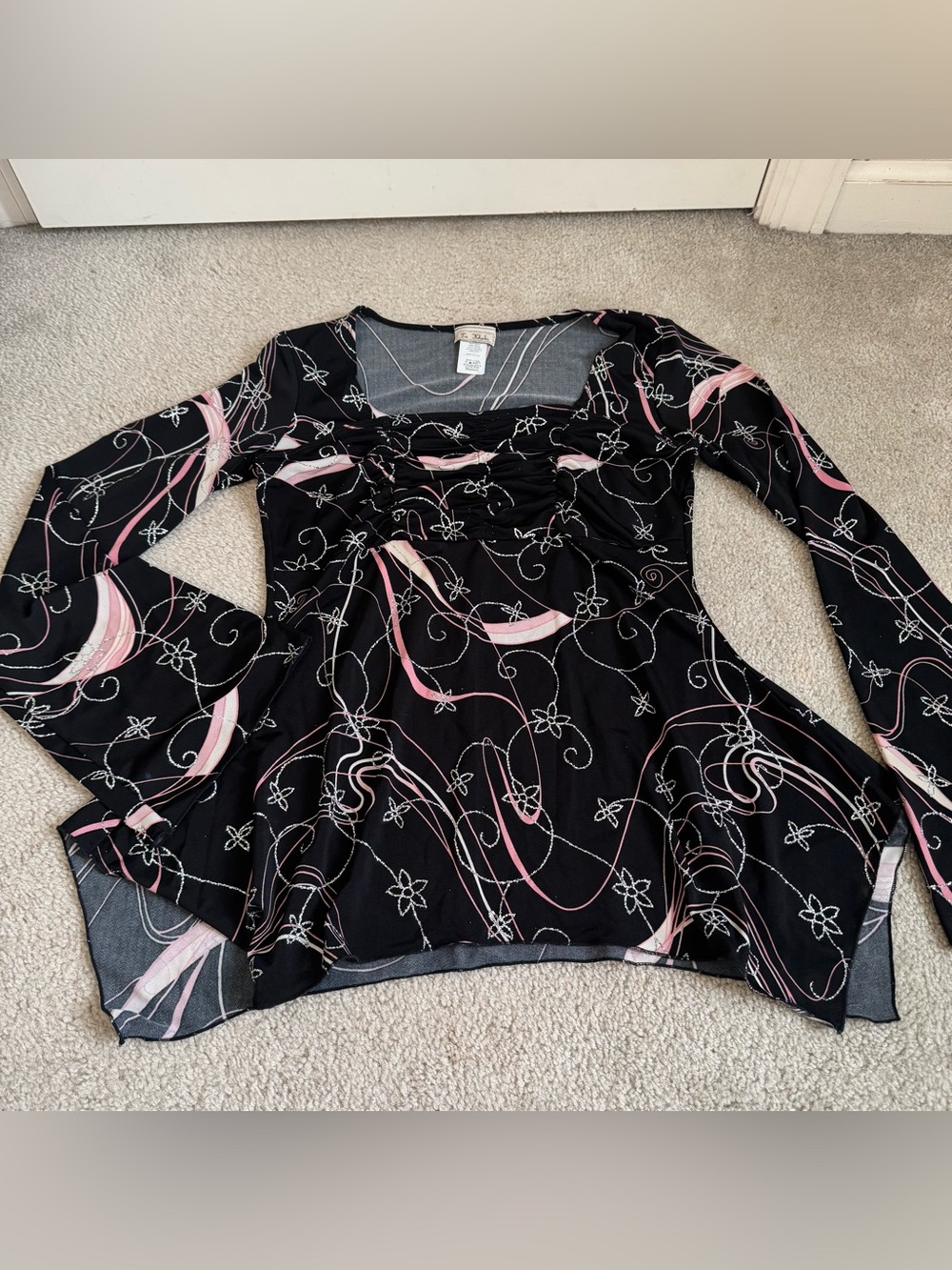 Vintage Y2K Long Sleeve Top Women’s Abstract Babydoll Fairy Whimsical Festival